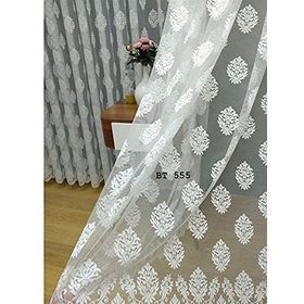 Perde Alemi Salon Damask Desenli Örme Kdk Sık Pile 1-3 100x260 cm Tül Perde