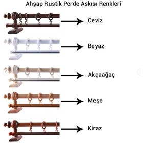 Perdejim Ceviz Ahşap 100 cm Rustik Perde Askısı Raylı Rustik Borusu