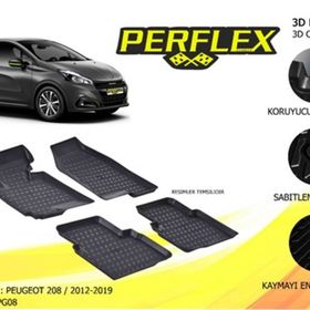 Perflex PXM-PG08 3D X-Mat Siyah Peugeot 208 2012-2019 3d X-Mat 5 Havuzlu Paspas Çeşitleri