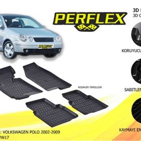 Perflex PXM-VW17 3D X-Mat Siyah Volkswagen Polo 2002-2009 3d X-M Havuzlu Paspas Çeşitleri