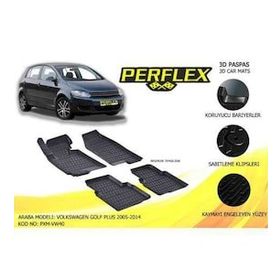 Perflex PXM-VW40 3D X-Mat Siyah Volkswagen Golf Plus 2005-2014 3 Havuzlu Paspas Çeşitleri
