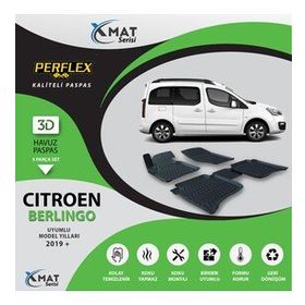 Perflex X-Mat Berlıngo 2019+ Siyah 3D Havuzlu Paspas