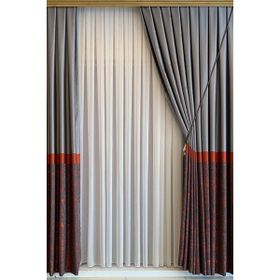 Perhal Ince Çizgi Desenli Etekleri Kurşunlu 1-3 Sık Pileli Kırık Beyaz 100x200 cm Tül Perde