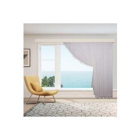 Perhal Keten 1-3 Sık Pileli Etekleri Kurşunlu 250x260 cm Tül Perde