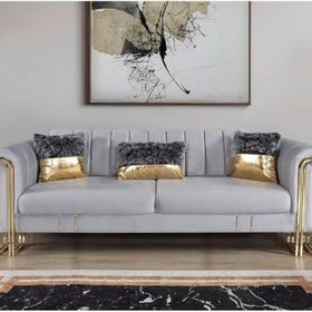 Perla Sofa Vales Açık Gri Yataklı Üçlü Koltuk