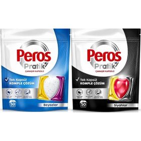 Peros Pratik Matik 100 Adet Beyazlar Siyahlar Çamaşır Deterjanı Kapsülü Tableti