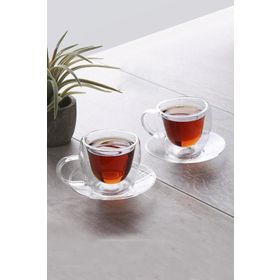 Perotti 10648 Cam Çift Cidarlı 12 Parça Türk Kahvesi Fincan Takımı