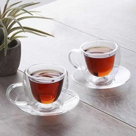 Perotti 10648 Cam Çift Cidarlı 2'li Türk Kahvesi Fincan Takımı