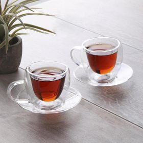 Perotti 10648 Cam Çift Cidarlı 2'li Türk Kahvesi Fincan Takımı