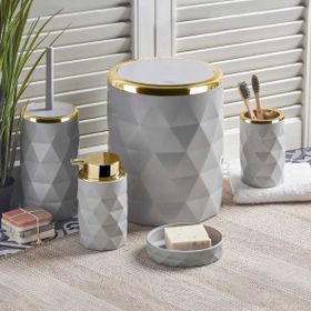 Perotti 13222 Taupe Gold Diamond 5'li Akrilik Plastik Banyo Seti