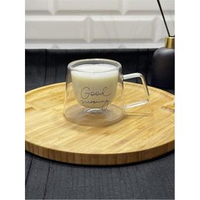 Perotti 13793 Good Morning Çift Cidarlı 200 ml Cam Kahve Kupası
