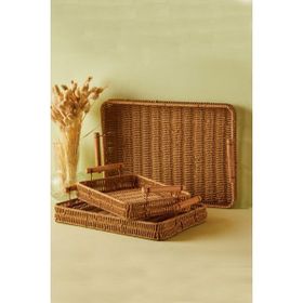 Perotti 15252 Home Picnic 3'lü Plastik Hasır Tepsi Seti