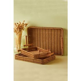 Perotti 15252 Home Picnic 3'lü Plastik Hasır Tepsi Seti