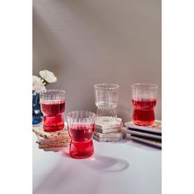 Perotti 15885 320 ml Şeffaf Stripe 4'lü Borosilikat Cam Bardak