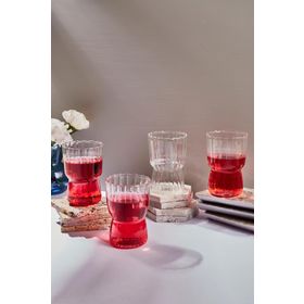 Perotti 15885 320 ml Şeffaf Stripe 4'lü Borosilikat Cam Bardak