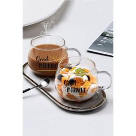 Perotti 2 Adet Good Morning 400 ml Borosilikat Cam Kupa