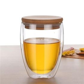 Perotti 350 ml Çift Cidarlı Bambu Kapaklı Bardak