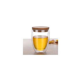 Perotti 350 ml Çift Cidarlı Bambu Kapaklı Bardak