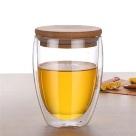 Perotti 350 ml Çift Cidarlı Bambu Kapaklı Bardak