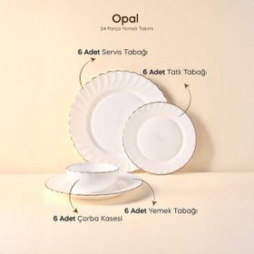 Perotti Waves Opal 24 Parça 6 Kişilik Yaldızlı Yemek Takımı Seti