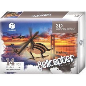 Pershang 2019116 Bellcopter 14 Parça 3 Boyutlu Ahşap Puzzle