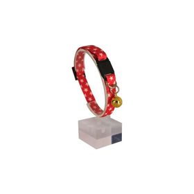Pet Tag Art 22-30 cm Kırmızı Beyaz Yıldızlı Güvenlik Kilitli Ayarlanabilir Yumuşak Doku Kedi Boyun Tasması