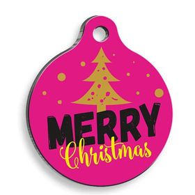 Pet Tag Art 3 cm Christmas Serisi Purple New Year Yuvarlak Kedi ve Köpek Künyesi