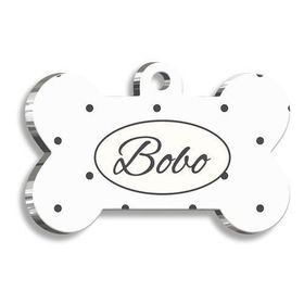Pet Tag Art Black Dots Kemik Şekilli Köpek Künyesi
