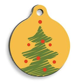 Pet Tag Art Christmas Serisi Art Tree Yuvarlak Kedi ve Köpek Künyesi
