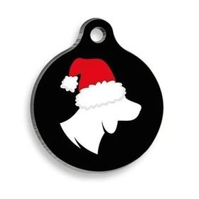 Pet Tag Art Christmas Serisi Beagle Siluet Yuvarlak Köpek Künyesi