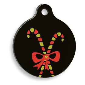 Pet Tag Art Christmas Serisi Black Gift Yuvarlak Köpek Künyesi