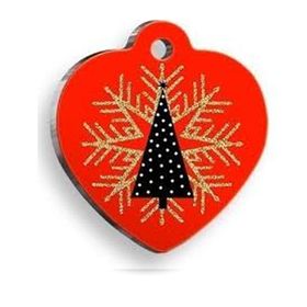 Pet Tag Art Christmas Serisi Black Tree Kalp Köpek Künyesi
