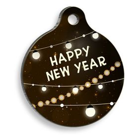 Pet Tag Art Christmas Serisi Brown Happy New Year Yuvarlak Köpek Künyesi