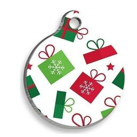 Pet Tag Art Christmas Serisi Gift Pattern Yuvarlak Köpek Künyesi