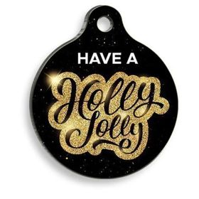 Pet Tag Art Christmas Serisi Have A Holly Jolly Yuvarlak Köpek Künyesi