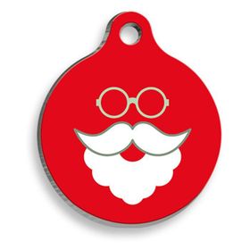 Pet Tag Art Christmas Serisi Hipster Santa Comics Yuvarlak Kedi ve Köpek Künyesi