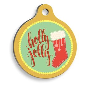 Pet Tag Art Christmas Serisi Holly Jolly Yuvarlak Kedi ve Köpek Künyesi