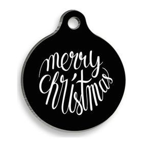 Pet Tag Art Christmas Serisi Merry Christmas Black Yuvarlak Köpek Künyesi