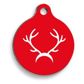 Pet Tag Art Christmas Serisi Merry Deer Horn Yuvarlak Köpek Künyesi