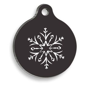Pet Tag Art Christmas Serisi Merry Snow Flake Grey Yuvarlak Köpek Künyesi