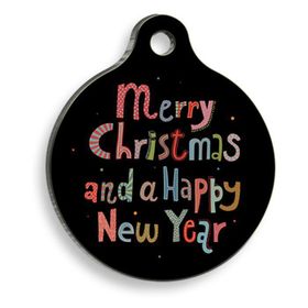 Pet Tag Art Christmas Serisi Merry Xmas Colour Yuvarlak Köpek Künyesi
