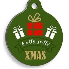 Pet Tag Art Christmas Serisi Merry Xmas Gift Yuvarlak Köpek Künyesi