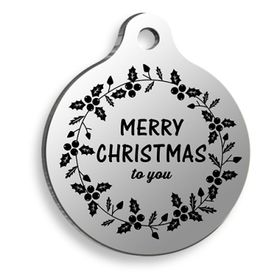 Pet Tag Art Christmas Serisi Merry Xmas to You Yuvarlak Kedi ve Köpek Künyesi