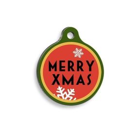 Pet Tag Art Christmas Serisi Merry Xmas Yuvarlak Kedi ve Köpek Künyesi