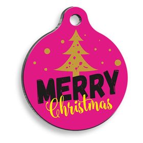 Pet Tag Art Christmas Serisi Purple New Year Yuvarlak Kedi ve Köpek Künyesi
