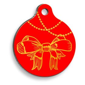 Pet Tag Art Christmas Serisi Red Gift Yuvarlak Köpek Künyesi