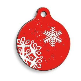 Pet Tag Art Christmas Serisi Red Star Yuvarlak Köpek Künyesi
