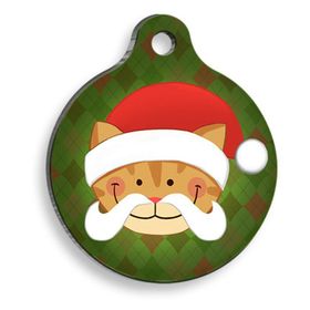 Pet Tag Art Christmas Serisi Santa Cat Yuvarlak Kedi ve Köpek Künyesi