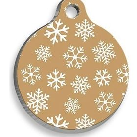 Pet Tag Art Christmas Serisi Snow Flake Pattern Yuvarlak Köpek Künyesi