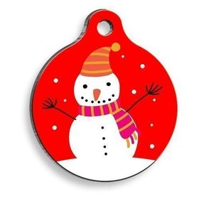 Pet Tag Art Christmas Serisi Snowman Yuvarlak Kedi ve Köpek Künyesi
